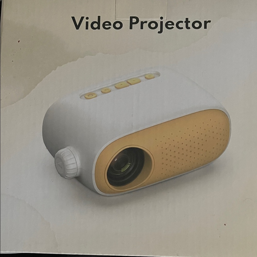 Compact White and Yellow Video Projector